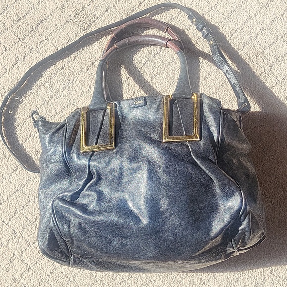 Chloe Handbags - Chloe Black Leather Satchel Crossbody Bag with Gold Accents